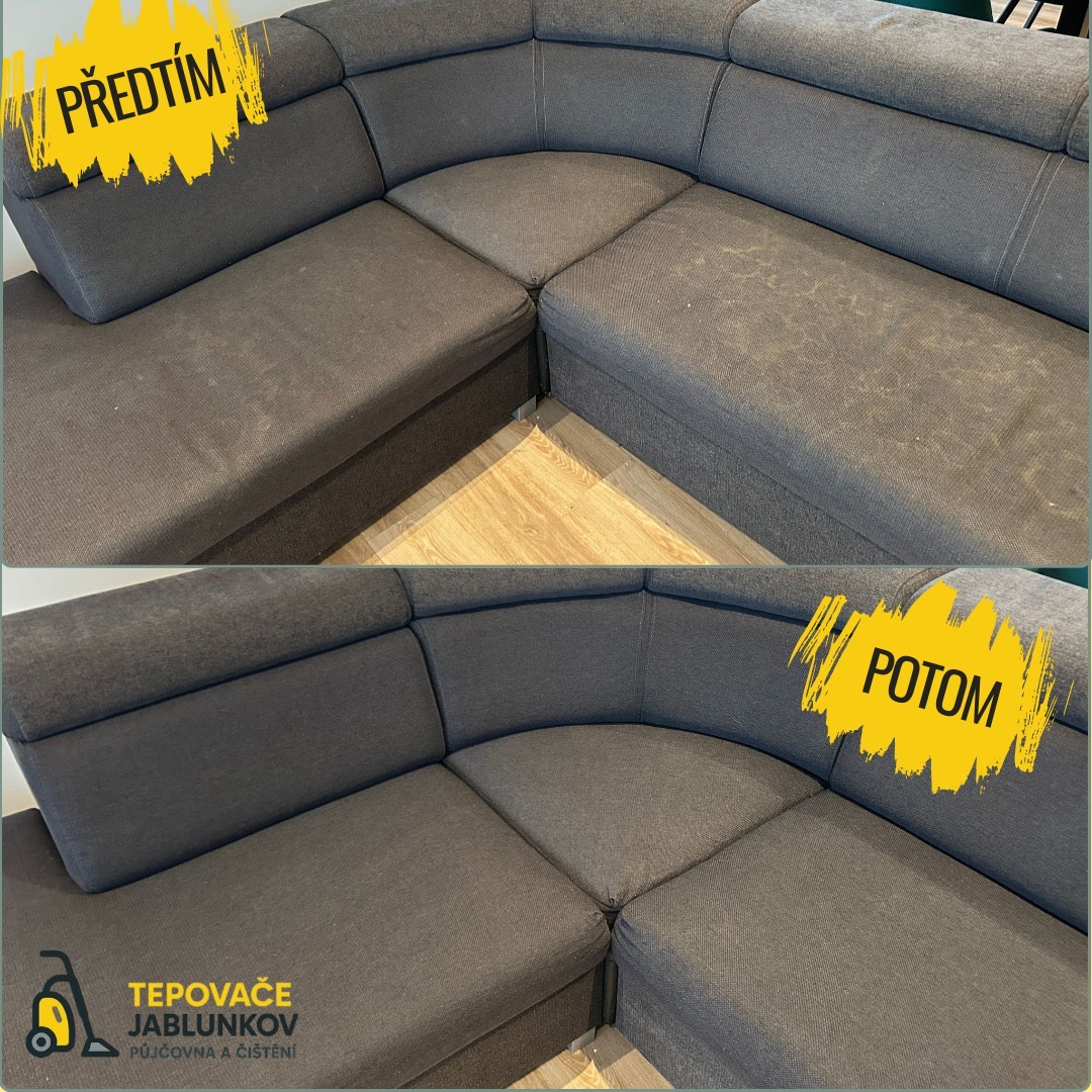 Czyszczenie dużego narożnika przed i po